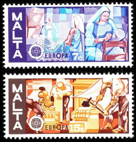 Potovn znmky Malta 1976 Evropa CEPT, umleck emeslo Mi# 532-33
