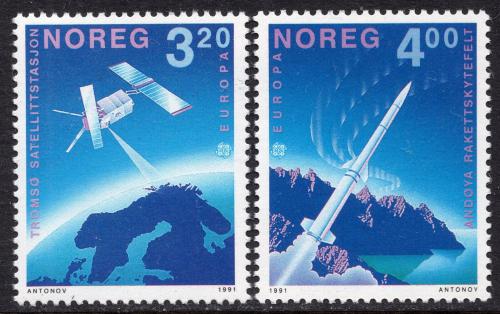 Potovn znmky Norsko 1991 Evropa CEPT, przkum vesmru Mi# 1062-63