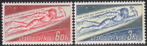 Potovn znmky eskoslovensko 1961 Prvn lovk ve vesmru Mi# 1263-64
