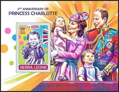 Potovn znmka Sierra Leone 2017 Princezna Charlotte Mi# Block 1321 Kat 11