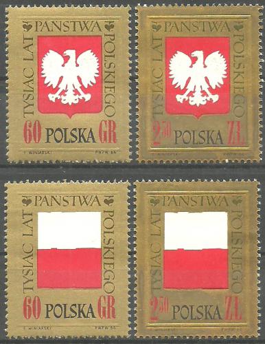 Potovn znmky Polsko 1966 Vznik Polska, 1000. vro Mi# 1689-92