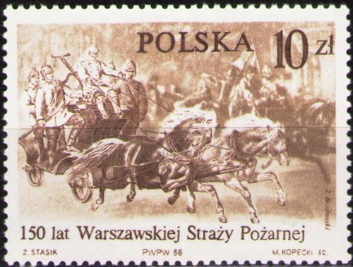 Potovn znmka Polsko 1986 Varavt hasii, 150. vro Mi# 3026