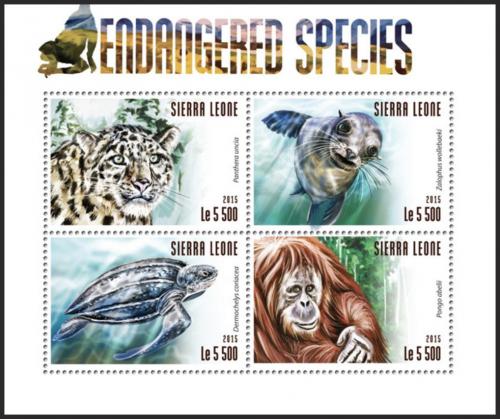 Potovn znmky Sierra Leone 2015 Ohroen fauna Mi# 6367-70 Kat 10 - zvtit obrzek