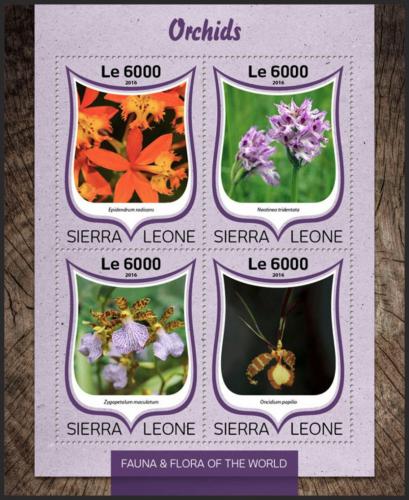 Potovn znmky Sierra Leone 2016 Orchideje Mi# 7518-21 Kat 11