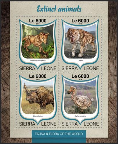 Potovn znmky Sierra Leone 2016 Vyhynul fauna Mi# 7568-71 Kat 11