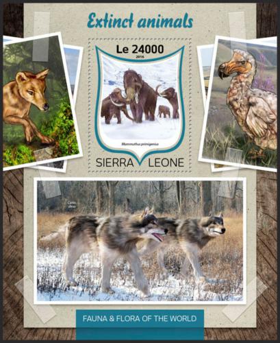 Potovn znmka Sierra Leone 2016 Vyhynul fauna Mi# Block 1046 Kat 11