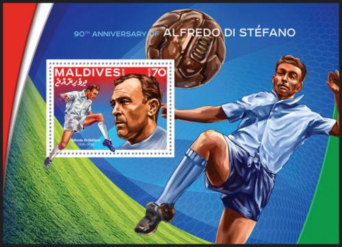 Potovn znmka Maledivy 2016 Alfredo Di Stfano, fotbal Mi# Block 949 Kat 9