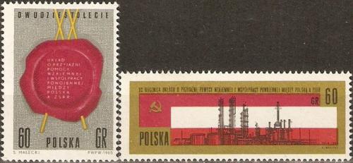 Potovn znmky Polsko 1965 Ptelstv se SSSR Mi# 1580-81