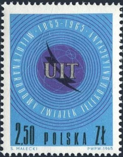 Potovn znmka Polsko 1965 ITU, 100. vro Mi# 1584