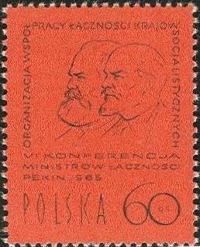 Potovn znmka Polsko 1965 Karel Marx a V. I. Lenin Mi# 1596