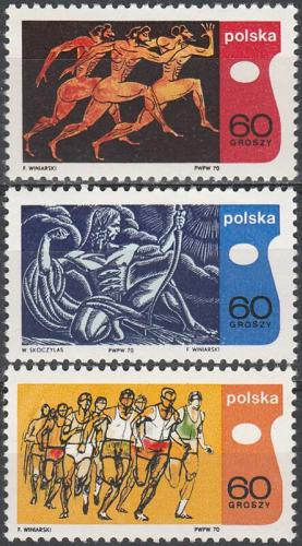 Potovn znmky Polsko 1970 Mezinrodn olympijsk akademie Mi# 2010-12