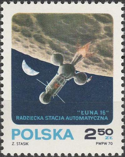 Potovn znmka Polsko 1970 Sonda na Msc Luna 16 Mi# 2040