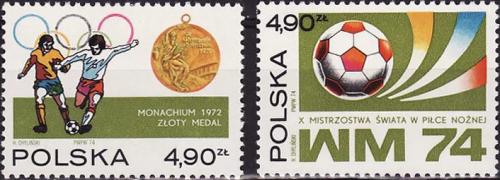 Potovn znmky Polsko 1974 MS ve fotbale Mi# 2315-16