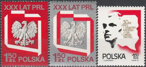 Potovn znmky Polsko 1974 Vznik lidov republiky, 30. vro Mi# 2324-26
