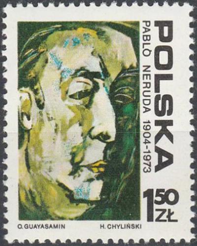Potovn znmka Polsko 1974 Pablo Neruda, bsnk Mi# 2352