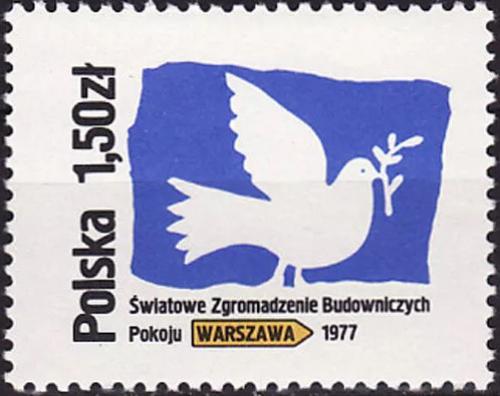 Potovn znmka Polsko 1977 Holubice mru Mi# 2502