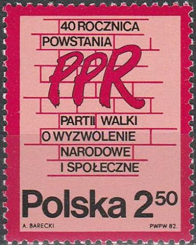 Potovn znmka Polsko 1982 Polsk strana prce, 40. vro Mi# 2792 - zvtit obrzek