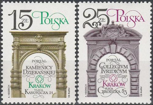 Potovn znmky Polsko 1982 Krakovsk portly Mi# 2841-42