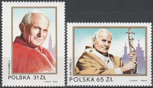 Potovn znmky Polsko 1983 Pape Jan Pavel II. Mi# 2868-69
