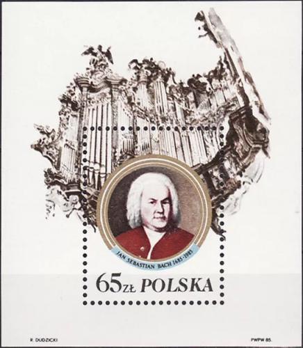 Potovn znmka Polsko 1985 Johann Sebastian Bach Mi# Block 97 I