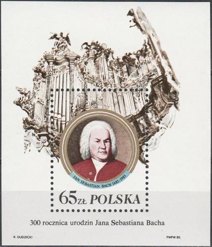 Potovn znmka Polsko 1985 Johann Sebastian Bach Mi# Block 97 II Kat 5