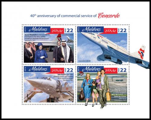 Potovn znmky Maledivy 2016 Paul McCartney a Concorde Mi# 6504-07 Kat 11