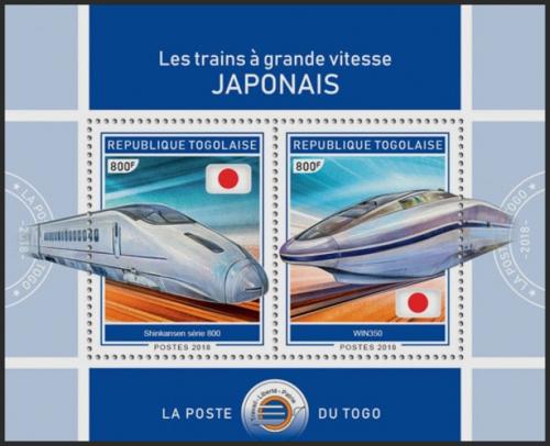 Potovn znmka Togo 2018 Modern japonsk lokomotivy Mi# Block 1662 Kat 7 - zvtit obrzek