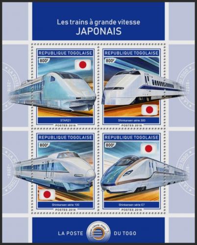 Potovn znmky Togo 2018 Modern japonsk lokomotivy Mi# 9246-49 Kat 13