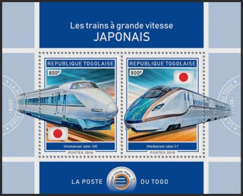 Potovn znmky Togo 2018 Modern japonsk lokomotivy Mi# Block 1664 Kat 7