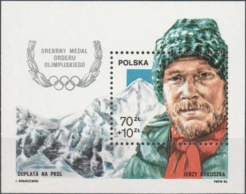 Potovn znmka Polsko 1988 Jerzy Kukuczka, horolezec Mi# Block 106