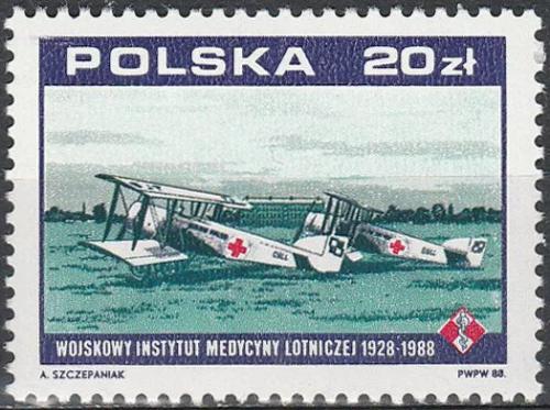 Potovn znmka Polsko 1988 Lkask letadla Hanriot H-28 S Mi# 3164