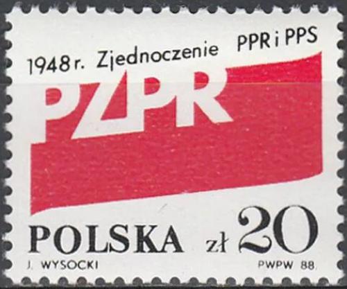 Potovn znmka Polsko 1988 Polsk sjednocen dlnick strana, 40. vro Mi# 3182