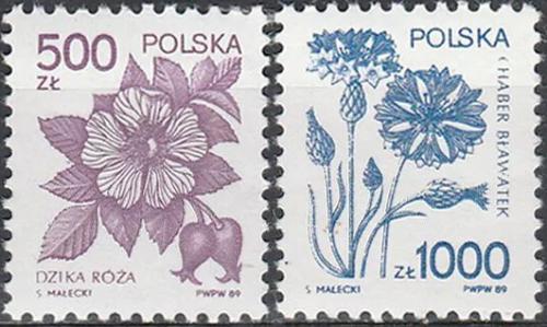 Potovn znmky Polsko 1989 Liv rostliny Mi# 3245-46