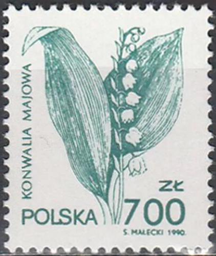 Potovn znmka Polsko 1991 Konvalinka vonn Mi# 3325