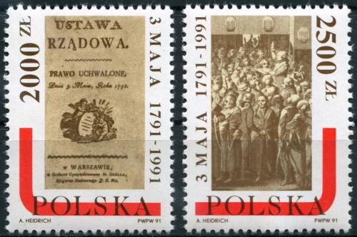 Potovn znmky Polsko 1991 stava, 200. vro Mi# 3328-29 - zvtit obrzek