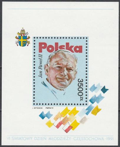 Potovn znmka Polsko 1991 Pape Jan Pavel II. Mi# Block 113