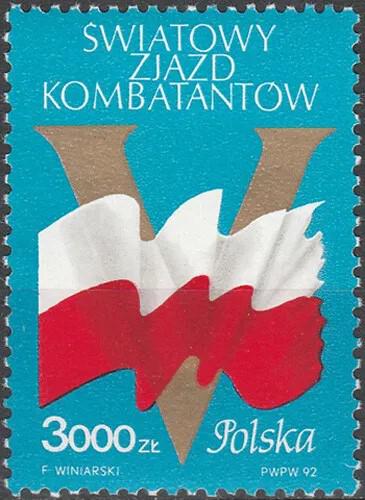 Potovn znmka Polsko 1992 Sttn vlajka Mi# 3394