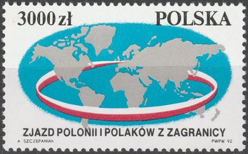 Potovn znmka Polsko 1992 Mapa svta Mi# 3397 - zvtit obrzek