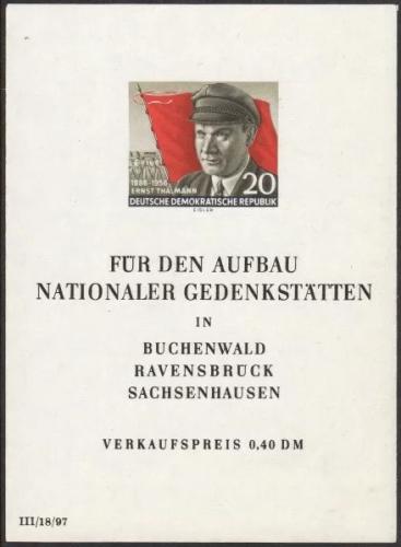 Potovn znmka DDR 1956 Ernst Thlmann Mi# Block 14 Kat 12 - zvtit obrzek
