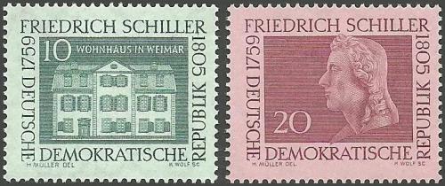 Potovn znmky DDR 1959 Friedrich Schiller Mi# 733-34