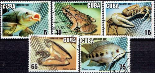 Potovn znmky Kuba 2001 Vodn fauna Mii# 4366-70