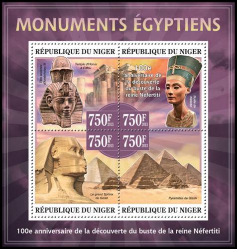 Potovn znmky Niger 2013 Objev busty krlovny Nefertiti Mi# 2182-85 Kat 12