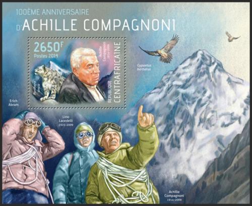 Potovn znmka SAR 2014 Achille Compagnoni, horolezec Mi# Block 1117 Kat 12