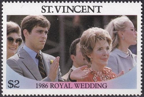 Potovn znmka Svat Vincenc 1986 Princ Andrew a Nancy Reagan Mi# 973