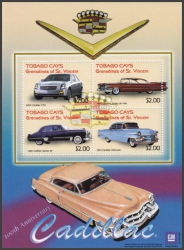 Potovn znmky Svat Vincenc Tobago Cays 2003 Automobily Cadillac Mi# 9-12 Kat 8