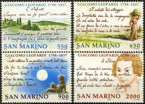 Potovn znmky San Marino 1998 Giacomo Graf Leopardi, bsnk Mi# 1770-73