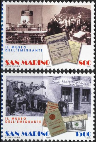 Potovn znmky San Marino 1998 Muzeum emigrace Mi# 1776-77