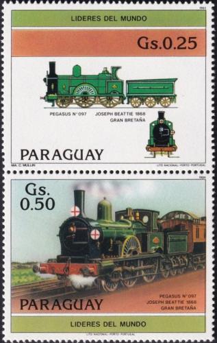 Potovn znmky Paraguay 1984 Anglick lokomotivy Mi# 3779-80