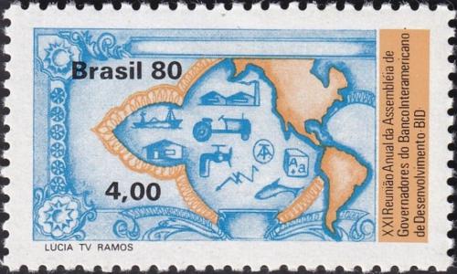 Potovn znmka Brazlie 1980 Mapa Ameriky Mi# Mi# 1759