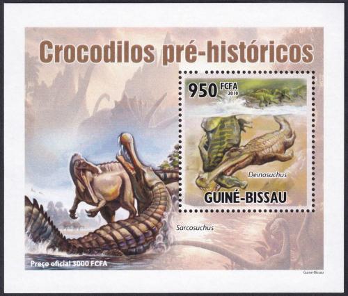 Potovn znmka Guinea-Bissau 2010 Prehistorit krokodli DELUXE Mi# 5215 Block 